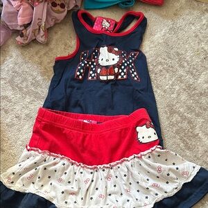 Hello Kitty Navy, Red & White Ruffle Tank Dress Set